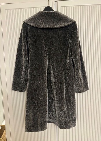 Düğmeli Gri Kadın Uzun Klasik Kaban - Görsel 2