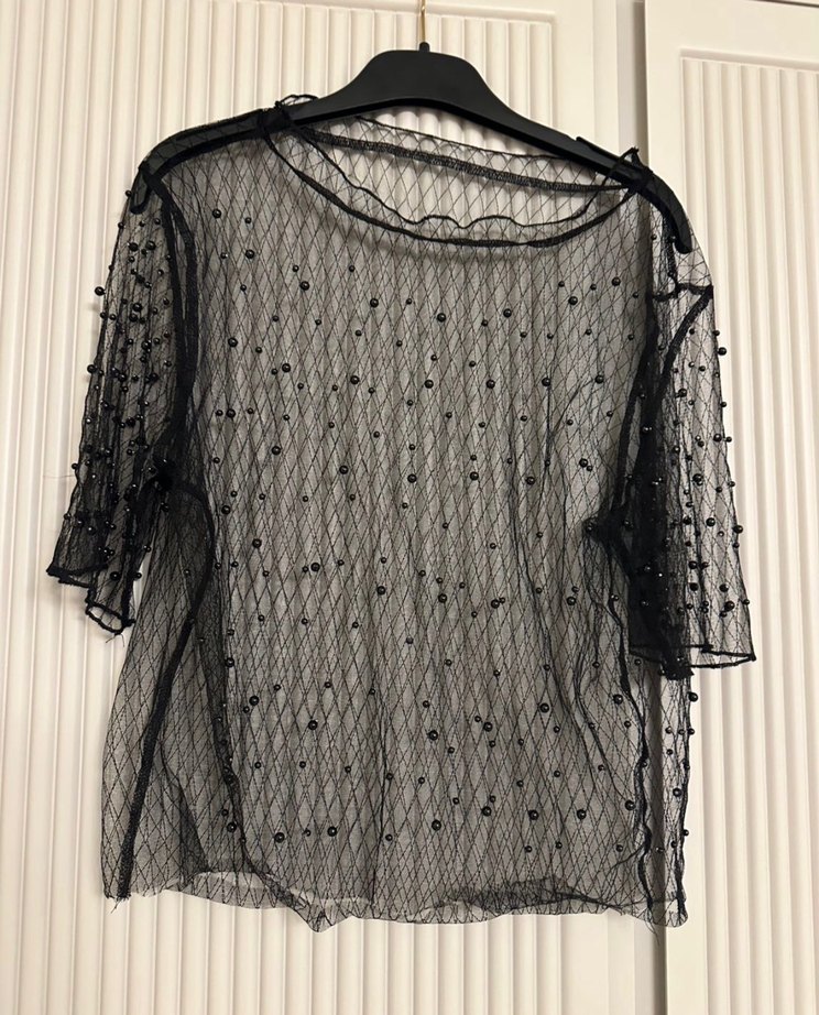 Siyah Dantel Transparan Kadın Bluz - Görsel 2
