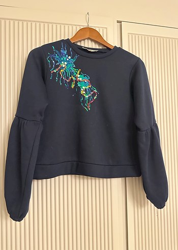 Renkli İşlemeli Boncuk Detaylı Oversize Sweatshirt - Görsel 3