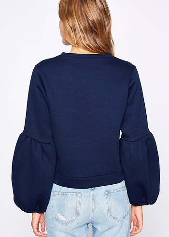 Renkli İşlemeli Boncuk Detaylı Oversize Sweatshirt - Görsel 2