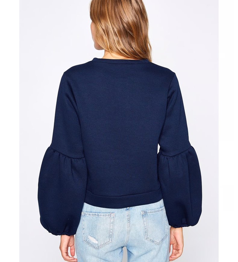 Renkli İşlemeli Boncuk Detaylı Oversize Sweatshirt - Görsel 2