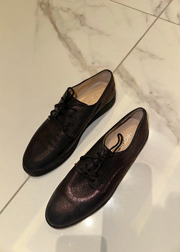 Bordo iş  Deri Kadın Klasik Ayakkabı - Görsel 2