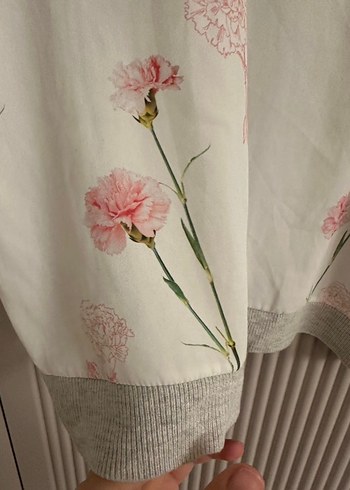 İpekyol Pamuklu Çiçek Desenli Gri Kadın Sweatshirt - Görsel 3