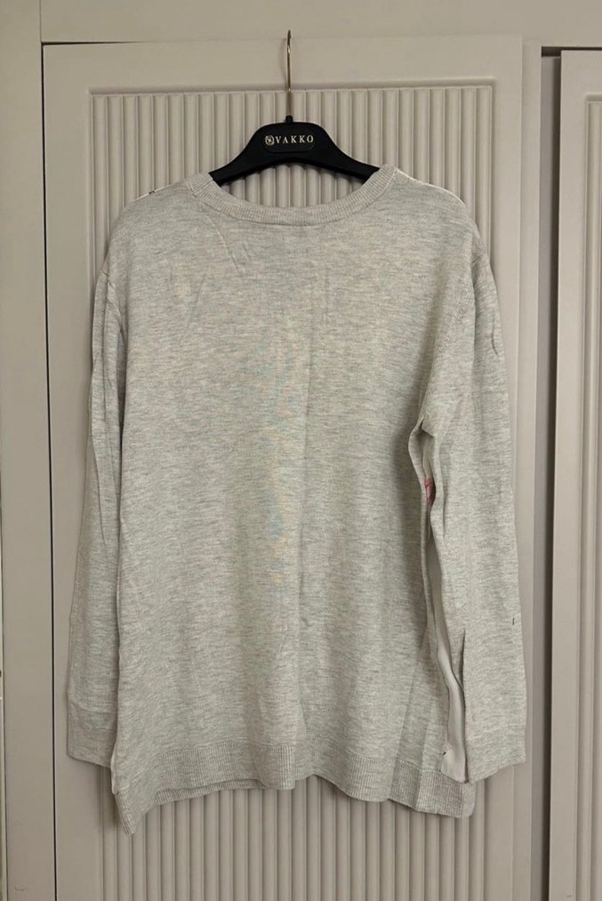 İpekyol Pamuklu Çiçek Desenli Gri Kadın Sweatshirt - Görsel 2