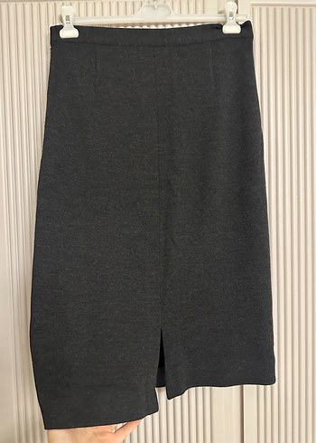 Gri Midi triko Mısırlı Kalem Etek - Görsel 2