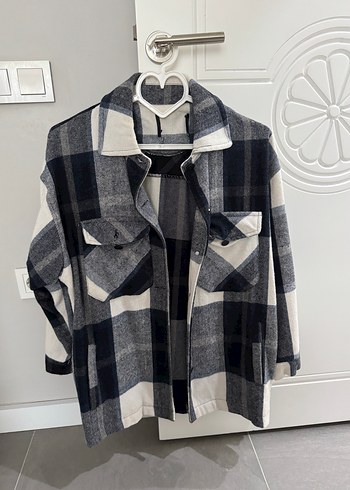 Lacivert Kareli Düğmeli Kadın Gömlek - Görsel 2