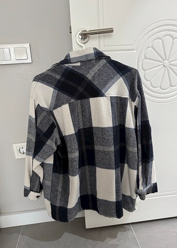 Lacivert Kareli Düğmeli Kadın Gömlek - Görsel 4