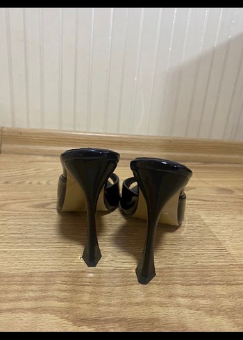 Siyah Rugan Tokalı Stiletto ince  Topuklu Kadın Ayakkabı - Görsel 6