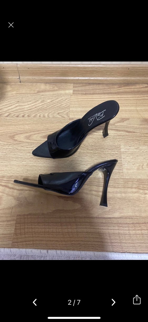 Siyah Rugan Tokalı Stiletto ince  Topuklu Kadın Ayakkabı - Görsel 2