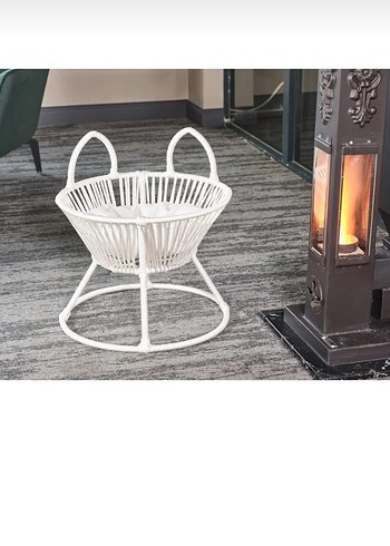 Beyaz Yuvarlak Hasır Sepet - Görsel 2