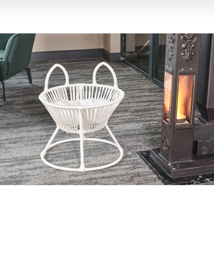 Beyaz Yuvarlak Hasır Sepet - Görsel 2