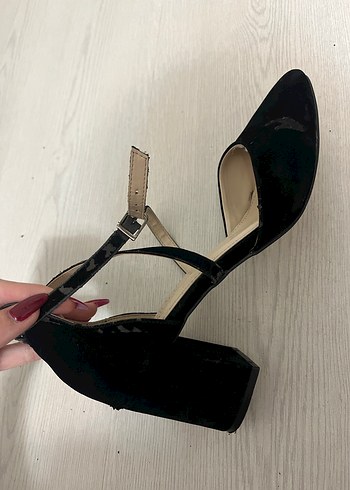 Siyah süet Tokalı Topuklu Kadın Ayakkabı - Görsel 8