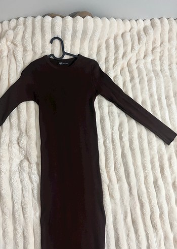 Kahverengi Uzun Kollu  Elbise - Görsel 2