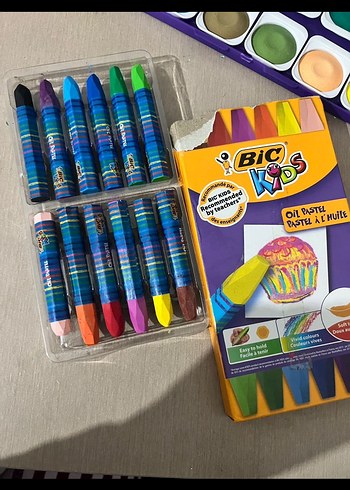 Pastel ,sulu boya , ikili kalem, prit, 2 adet kalemlik - Görsel 2