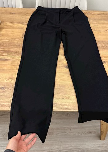 Siyah Kadın Siyah Uzun Pantolon Detaylı - Görsel 3