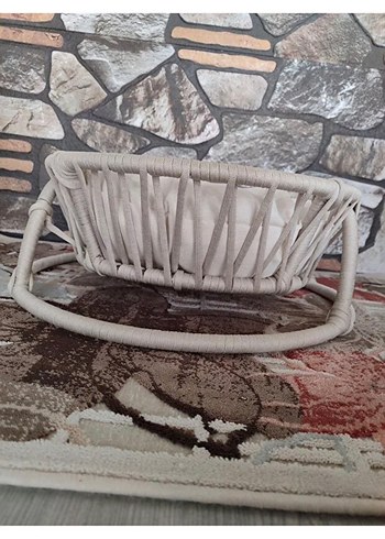 Leroy Kedi Yatağı El Örgüsü Krem - Görsel 3