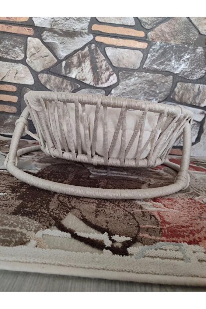 Leroy Kedi Yatağı El Örgüsü Krem - Görsel 3