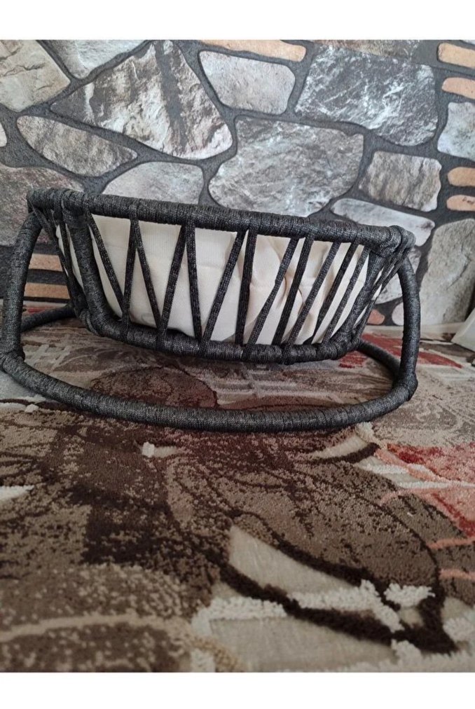 Leroy Kedi Yatağı El Örgüsü Antrasit - Görsel 2