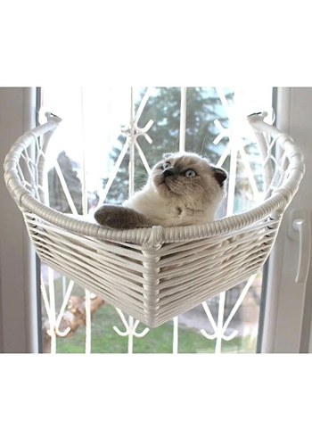 Kedi Cam Yatağı & Cam Askılı Vantuzlu Kedi Yatağı Beyaz - Görsel 4