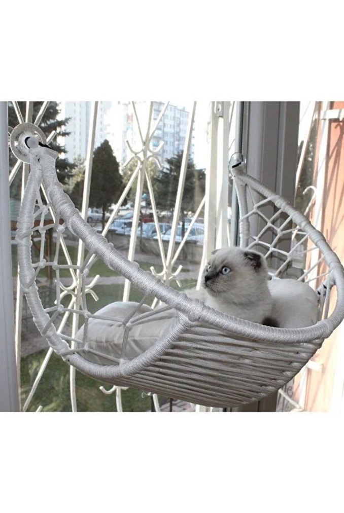 Kedi Cam Yatağı & Cam Askılı Vantuzlu Kedi Yatağı Beyaz - Görsel 2