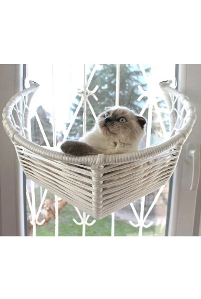 Kedi Cam Yatağı & Cam Askılı Vantuzlu Kedi Yatağı Beyaz - Görsel 4