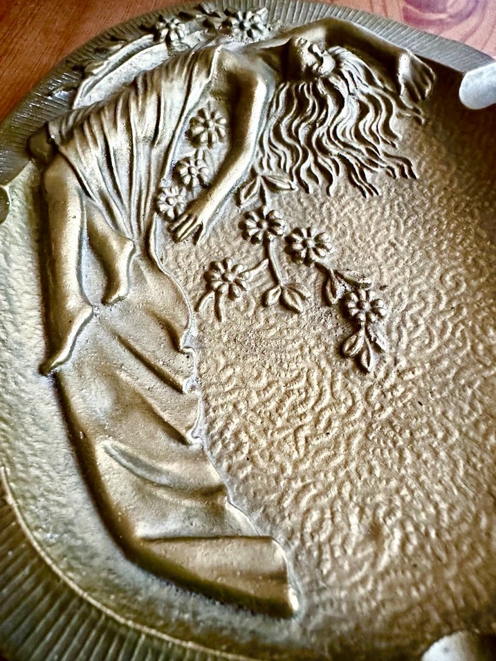 Art Nouveau nadir koleksiyonluk italyan bronz tabla - Görsel 5