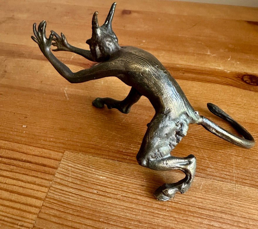 Koleksiyonluk Vintage El Dökümü Bronz Şeytan Figürü NADİR!!! - Görsel 4