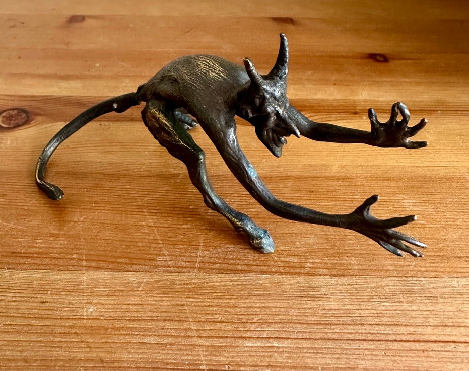 Koleksiyonluk Vintage El Dökümü Bronz Şeytan Figürü NADİR!!! - Görsel 5
