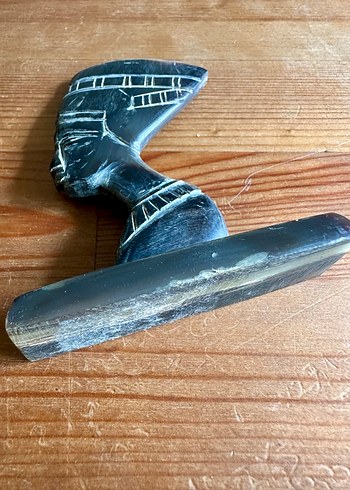 Vintage nefertiti figürü gerçek bufalo boynuzu - Görsel 2