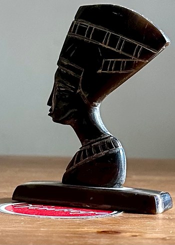 Vintage nefertiti figürü gerçek bufalo boynuzu - Görsel 4