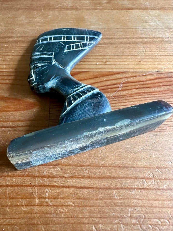 Vintage nefertiti figürü gerçek bufalo boynuzu - Görsel 2