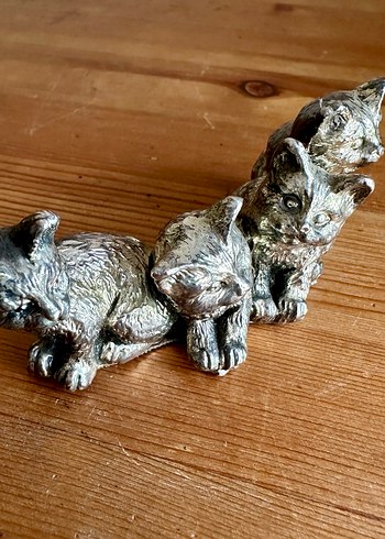 Vintage gümüş kaplama kediler Biblosu - Görsel 4
