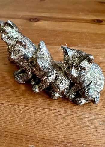 Vintage gümüş kaplama kediler Biblosu - Görsel 2