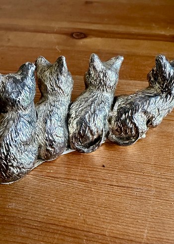 Vintage gümüş kaplama kediler Biblosu - Görsel 3