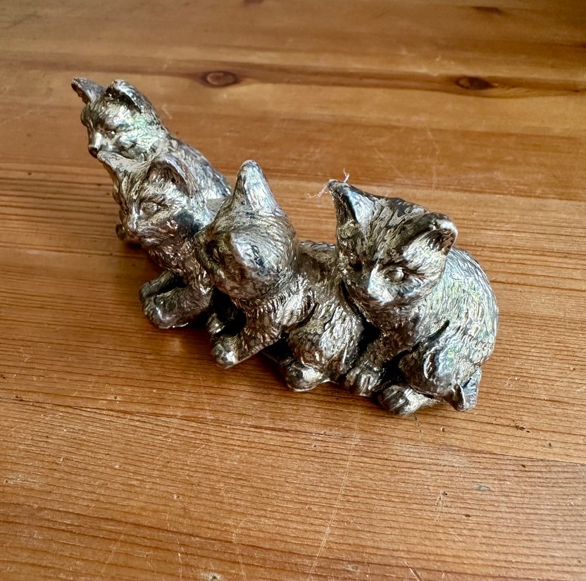 Vintage gümüş kaplama kediler Biblosu - Görsel 2