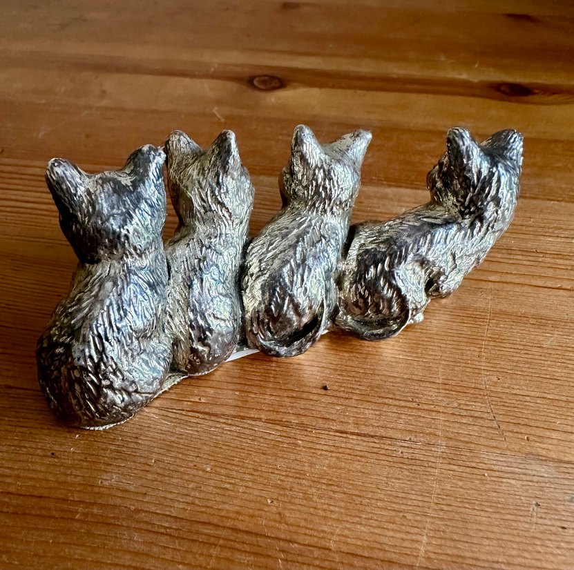 Vintage gümüş kaplama kediler Biblosu - Görsel 3