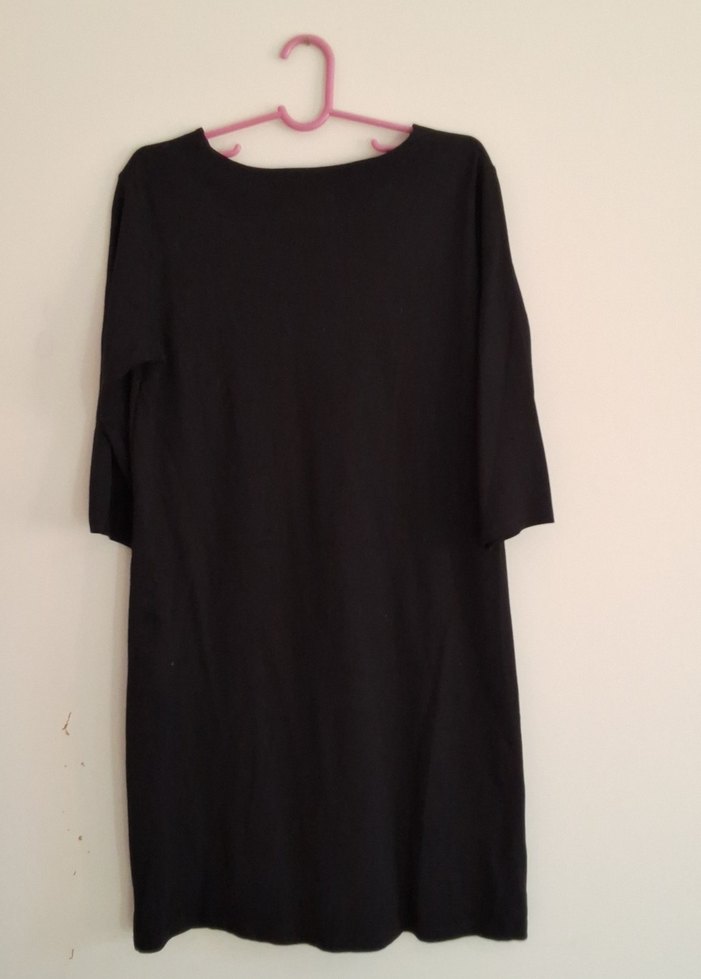 Siyah V Yaka Midi Kadın Elbise Triko - Görsel 4