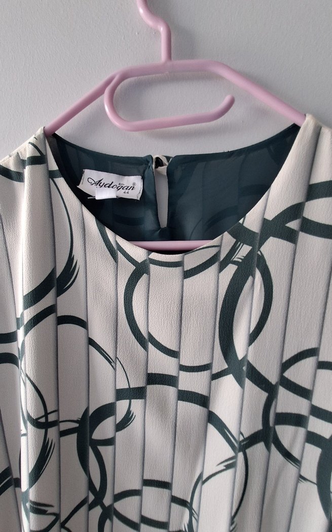 Uzun Kollu Zincir Desenli Yuvarlak yaka tunik - Görsel 5