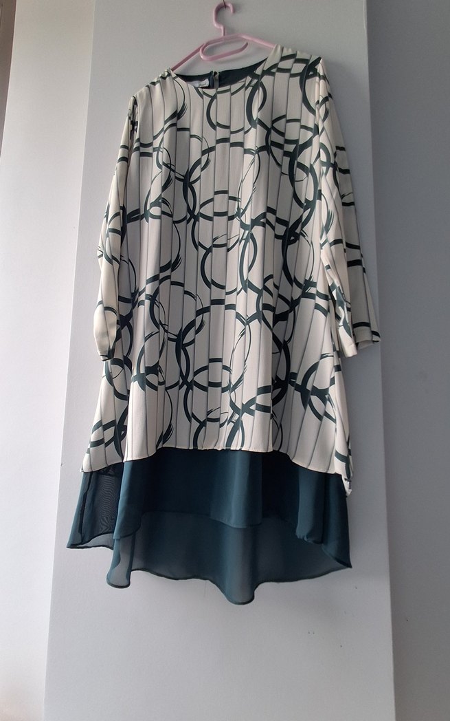 Uzun Kollu Zincir Desenli Yuvarlak yaka tunik - Görsel 4