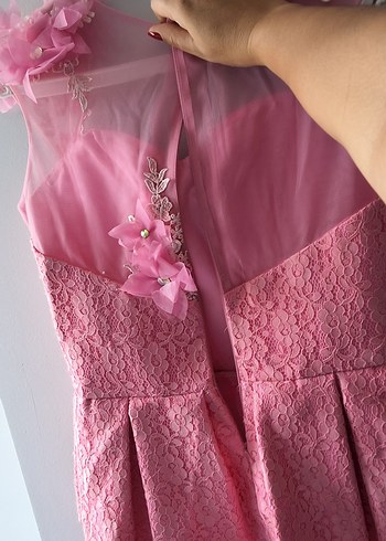 Pembe dantel abiye bistüyer - Görsel 6