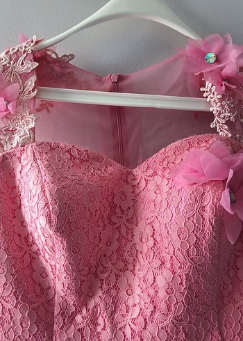 Pembe dantel abiye bistüyer - Görsel 3
