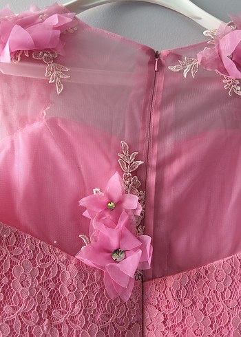 Pembe dantel abiye bistüyer - Görsel 5