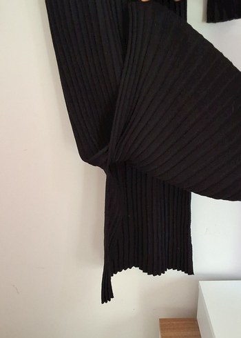 Siyah V Yakalı Uzun Triko Elbise - Görsel 4