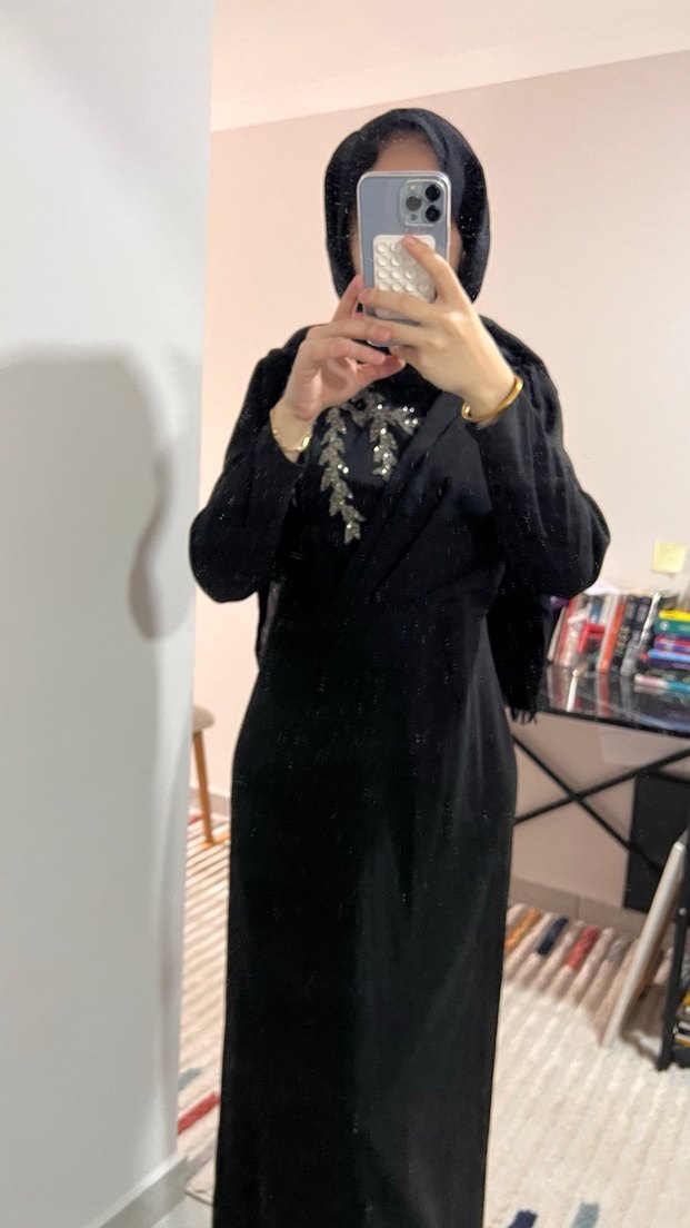 Nakışlı Siyah Uzun Kollu Tesettür Elbise - Görsel 3