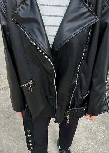 Siyah Deri Biker Ceket - Görsel 2