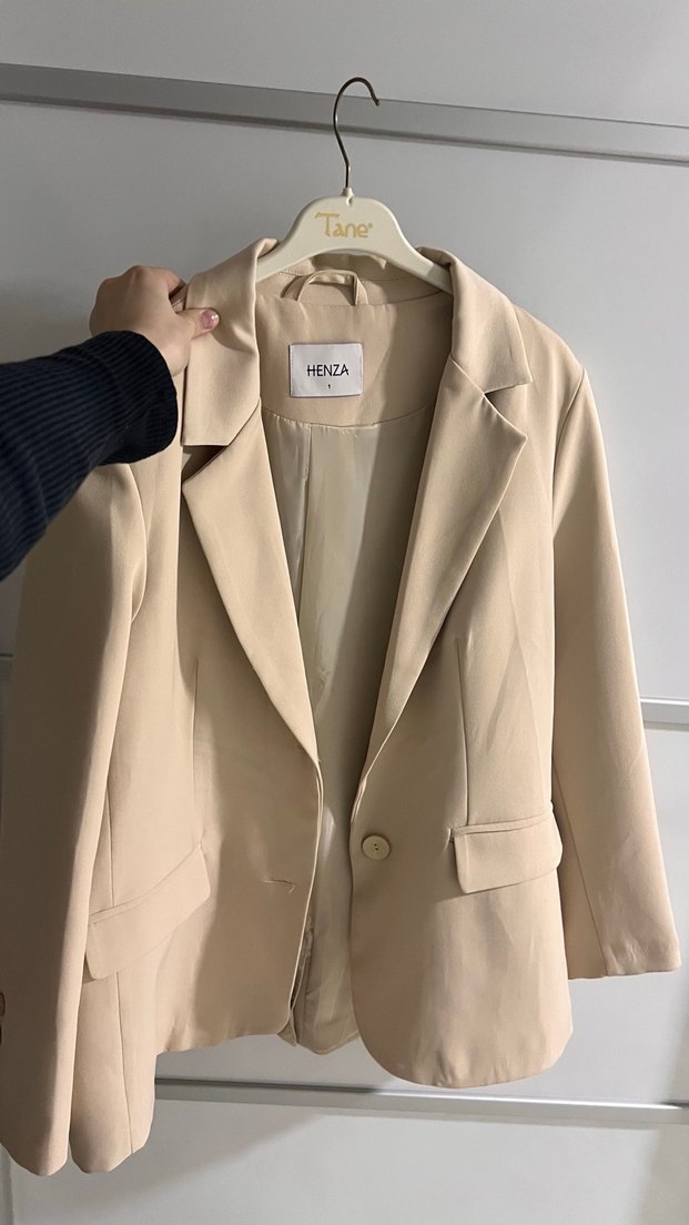 Bej Düğmeli Kadın Blazer Ceket - Görsel 2