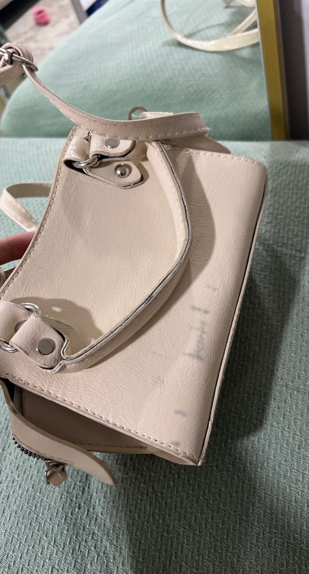 Beyaz Deri Fermuarlı Kadın Çanta - Görsel 2