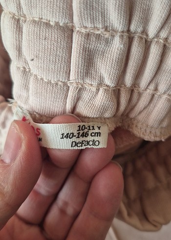 Kızlar için Bej Rahat Keten Eşofman Altı - Görsel 3