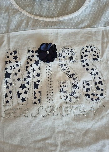 Kız Çocuk Beyaz Pamuklu Kısa Kollu Tişört - Görsel 2