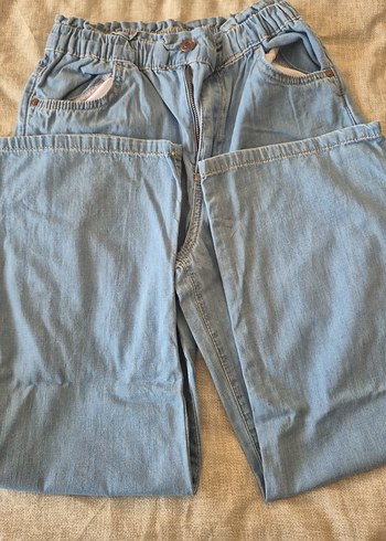 Kız çocuk mavi Bol Kesim Kot Pantolon - Görsel 3